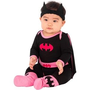 Batgirl Baby Halloween Costume Superhero Black Pink Girl's Size 6-12 Months